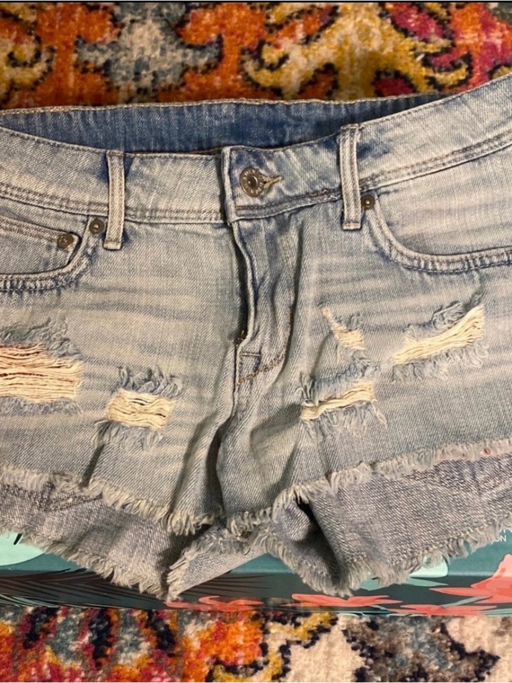Light Blue Distressed Women's Denim Shorts